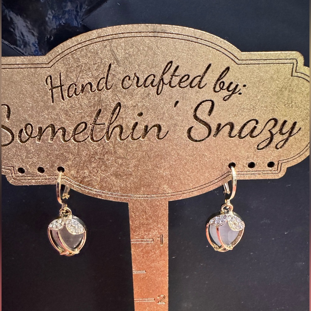Gold tone & rhinestone teardrop earrings NEW